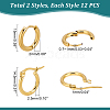 12Pair 2 Style 304 Stainless Steel Huggie Hoop Earrings STAS-UN0032-60-5