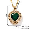 Brass Pave Cubic Zirconia Coffee Bean Chain Cute Heart Pendant Necklaces for Women IG3619-5-1