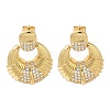 Rack Plating Double Horn Brass Micro Pave Clear Cubic Zirconia Stud Earrings EJEW-H016-31G-1