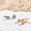 4Pcs 2 Colors 304 Stainless Steel Flat Round Stud Earrings EJEW-LP0001-44-3