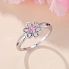 Flower Brass Micro Pave Pearl Pink Cubic Zirconia Finger Rings FS-WGCFB35-03-2
