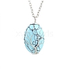 Synthetic Turquoise Oval Pendant Necklace with Platinum Alloy Chains PW-WG98341-09-1