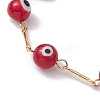 Lampwork Evil Eye Link Chain Bracelets BJEW-JB10045-04-3