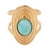 Oval Natural Amazonite Finger Rings RJEW-Z057-14G-04-2