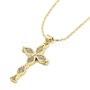 Brass Micro Pave Clear Cubic Zirconia Pendant Necklaces NJEW-Z035-03A-G-2
