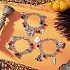 3Pcs 3 Styles Halloween Theme 304 Stainless Steel Figaro Chains Multi-strand Bracelets BJEW-JB12094-1