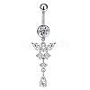 316L Surgical Stainless Steel Cubic Zirconia Butterfly Curved Barbell Dangle Belly Rings WGB11C1-04-2