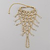 Crystal Rhinestone Chain Tassel Ring Bracelet BJEW-WH0012-06G-1