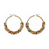 Glass Seed Beaded Hoop Earrings for Girl Women EJEW-JE04614-5