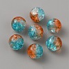Two Tone Transparent Crackle Glass Beads GLAA-WH0038-15D-1