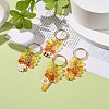 4Pcs Flower/Bee/Orange Juice Alloy Enamel Pendant Keychain KEYC-JKC00412-05-2