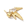 Bird Brass Micro Pave Clear Cubic Zirconia Pendants KK-G419-28G-4