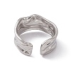 Non-Tarnish 304 Stainless Steel Twist Wave Open Cuff Ring for Women X-RJEW-C045-22P-3