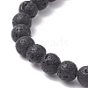 4Pcs 4 Style Heart & Round & Flat Round Alloy & Natural Lava Rock Beaded Stretch Bracelets Set for Women BJEW-JB09365-5