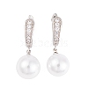 Rack Plating Brass Clear Cubic Zirconia ABS Pearl Earrings EJEW-S219-15P-07-1