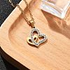 304 Stainless Steel Crystal Rhinestone Heart Pendant Cable Chain Necklaces for Women NJEW-Z056-01A-G-2