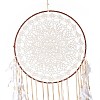 Handmade Round Cotton Woven Net/Web with Feather Wall Hanging Decoration HJEW-G015-02A-3