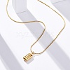 304 Stainless Steel Rectangle Pendant Snake Chain Necklaces for Women Men EJEW-Z044-02G-4