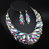 Alloy Rhinestone Pendant Necklaces & Teardrop Stud Dangle Earring Sets for Women WG99E9F-05-3