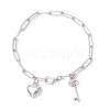 304 Stainless Steel Paperclip Chains Charm Bracelets for Women BJEW-JB11950-02-2
