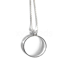 Flat Round Glass Magnifying Pendant Necklace TOOL-PW0002-04S