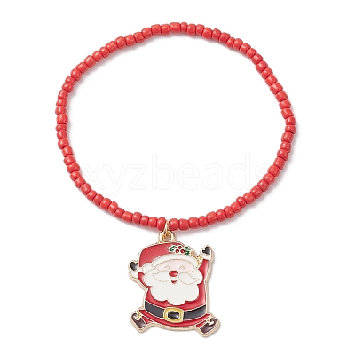 5Pcs Christmas Alloy Enamel Charm Bracelets BJEW-JB12409-1