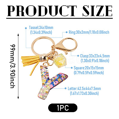 Alloy Resin Polygon Keychains KEYC-TADJ0002-03G-Y-1