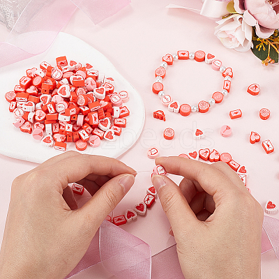 Valentine's Day Theme 300Pcs Handmade Polymer Clay Beads CLAY-SP0001-01C-1