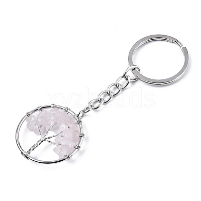 Natural Rose Quartz Chips Chakra Keychain G-N0326-003G-1
