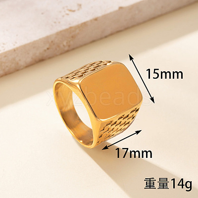 Rectangle 304 Stainless Steel Finger Rings FS-WGF3CA3-04-1