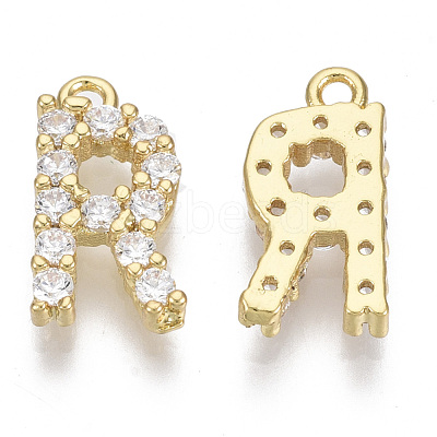 Brass Micro Pave Cubic Zirconia Charms KK-T060-05-R-G-NF-1