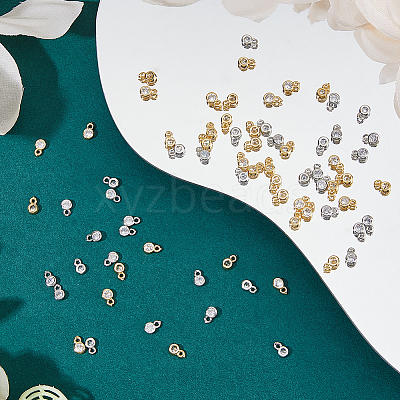 80Pcs 2 Colors Brass Cubic Zirconia Charms ZIRC-FH0001-45-1