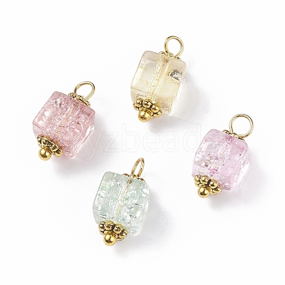 Crackle Glass Pendants PALLOY-JF01455-1