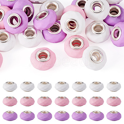 30Pcs Spray Painted Faceted Resin European Beads RESI-TADJ0001-05C-1