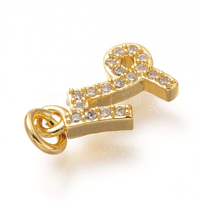 Brass Micro Pave Clear Cubic Zirconia Pendants X-ZIRC-P081-G12-RS-1