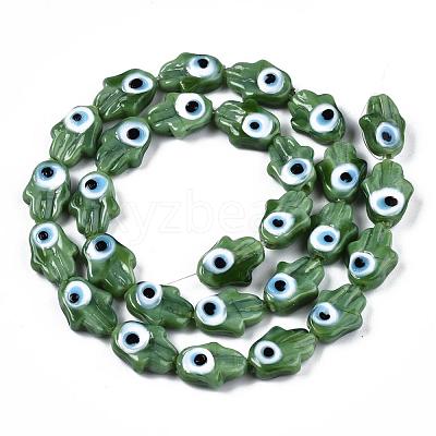 Handmade Evil Eye Lampwork Beads Strands LAMP-WH0006-06A-1