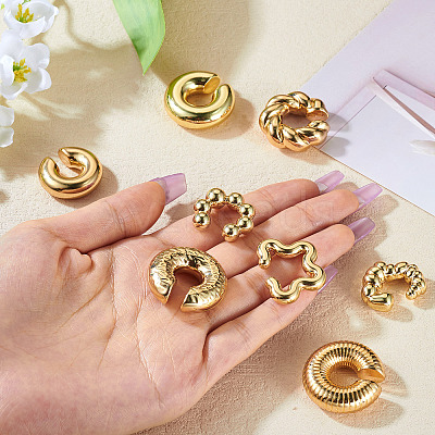 2 Sets 2 Style Adjustable CCB Plastic Cuff Earrings EJEW-TA0001-54-1