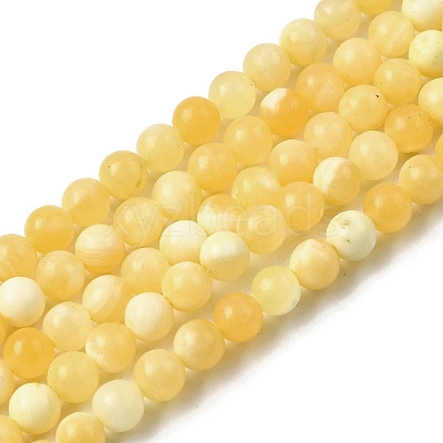 Natural Yellow Jade Beadd Strands X-G-A274-A01-6mm-1