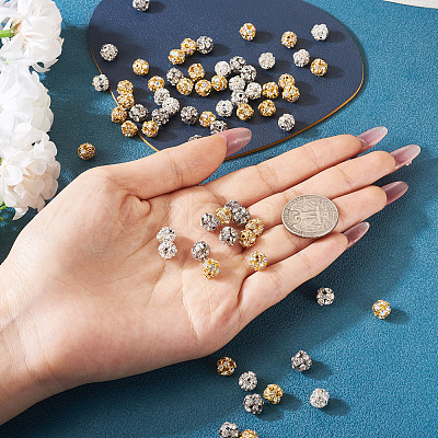 80Pcs 4 Colors Brass Rhinestone Beads KK-TA0002-11B-1