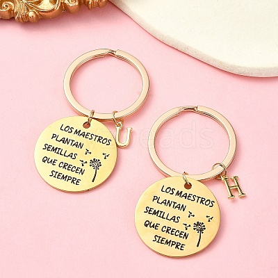 201 Stainless Steel & Brass Letter Keychain KEYC-YW00095-01-1