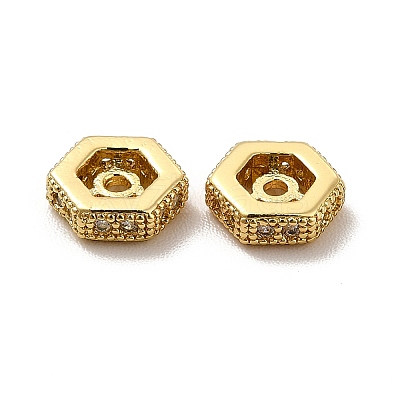 Rack Plating Brass Micro Pave Cubic Zirconia Beads KK-C010-17-1