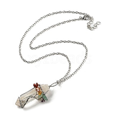 Quartz Crystal Pendant Necklaces NJEW-P287-01P-01-1