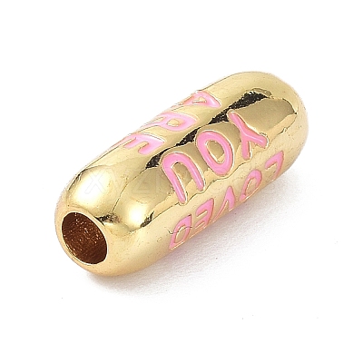 Eco-Friendly Brass Enamel Beads KK-C220-06G-03-1