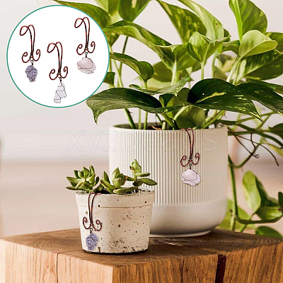 3Pcs Nuggets Natural Amethyst & Rose Quartz & Quartz Crystal Flowerpot Decoration HJEW-OC00088-1