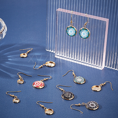 30Pcs 5 Style Flat Round Stainless Steel Dangle Earrings EJEW-UN0001-60-1