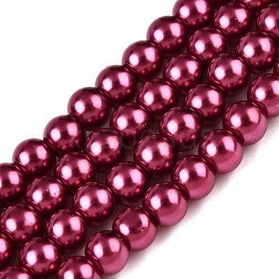 Baking Paint Pearlized Glass Pearl Round Bead Strands HY-Q003-4mm-14-1