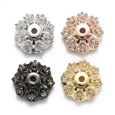 Multi-Petal Brass Micro Pave Cubic Zirconia Bead Caps ZIRC-F088-038-M-1