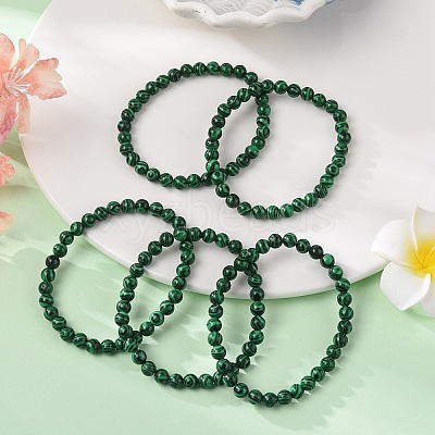 Synthetic Malachite Bead Stretch Bracelets X-BJEW-K212-A-031-1