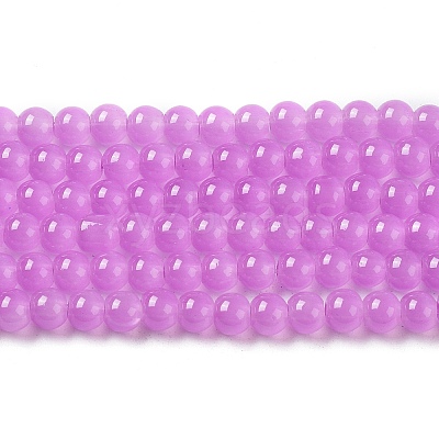 Baking Paint Imitation Jade Glass Round Bead Strands DGLA-Q021-4mm-44-1