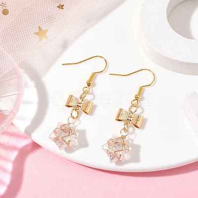 Glass Star Dangle Earrings EJEW-JE05548-05-1